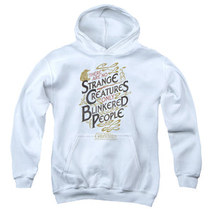 AN OFFCIALLY LICENSED FANTASTIC BEASTS 2 BLINKERED PEOPLE YOUTH HOODIE WHITE