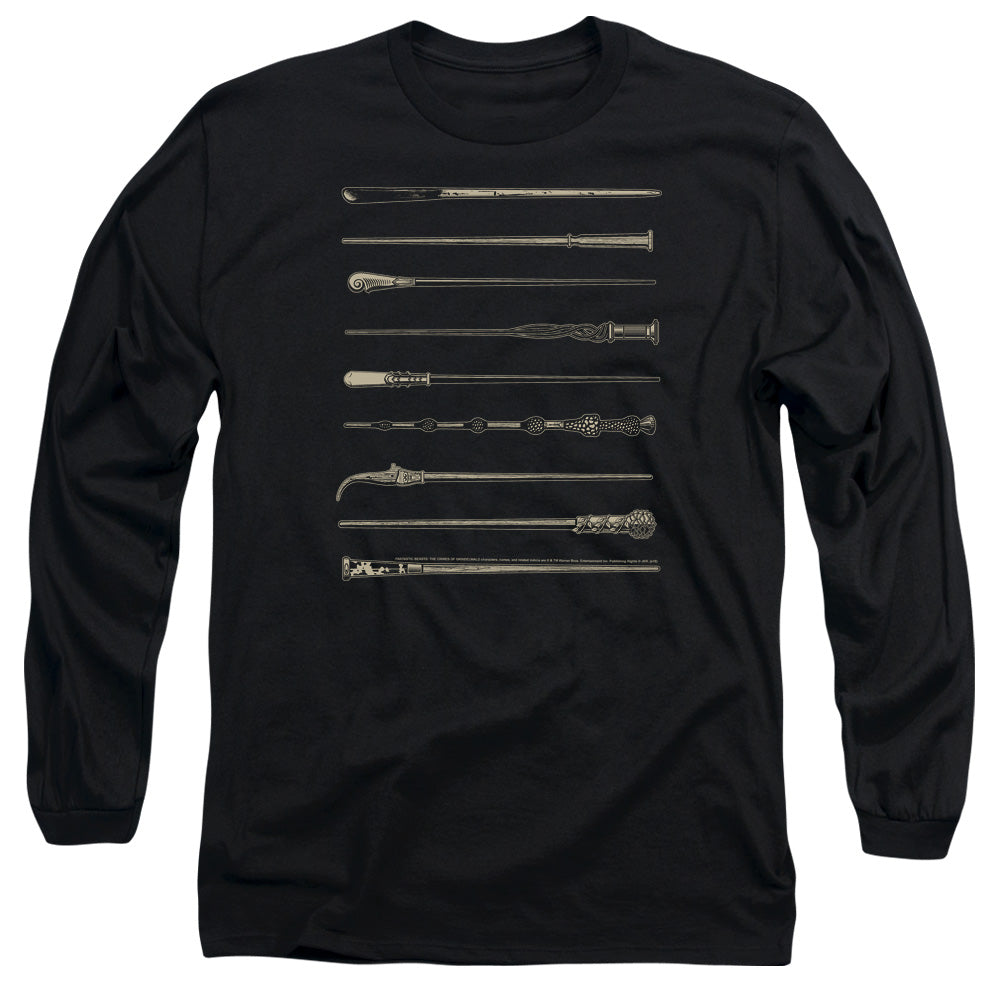 AN OFFCIALLY LICENSED FANTASTIC BEASTS 2 WANDS MEN'S LONG SLEEVE T-SHIRT BLACK