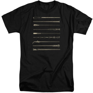 AN OFFCIALLY LICENSED FANTASTIC BEASTS 2 WANDS MEN'S TALL FIT T-SHIRT BLACK