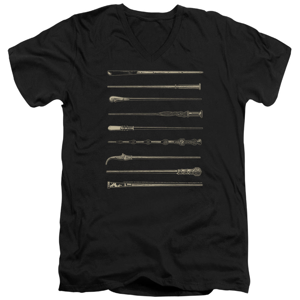 AN OFFCIALLY LICENSED FANTASTIC BEASTS 2 WANDS MEN'S V-NECK T-SHIRT BLACK