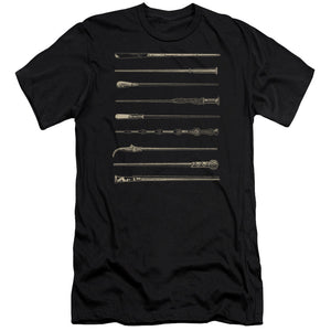 AN OFFCIALLY LICENSED FANTASTIC BEASTS 2 WANDS MEN'S PREMIUM SLIM FIT T-SHIRT BLACK