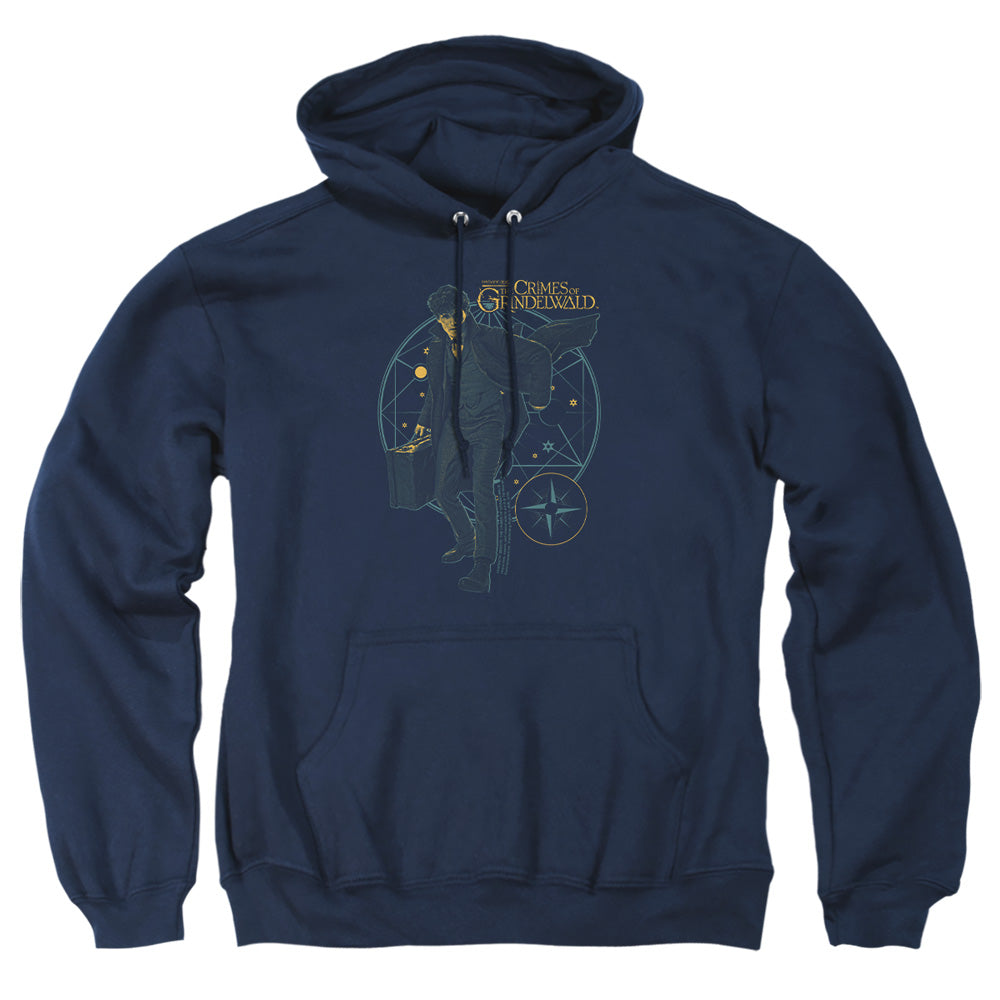 AN OFFCIALLY LICENSED FANTASTIC BEASTS 2 SUITCASE ADULT UNISEX PULLOVER HOODIE NAVY
