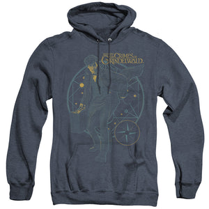 AN OFFCIALLY LICENSED FANTASTIC BEASTS 2 SUITCASE ADULT UNISEX HEATHER PULLOVER HOODIE NAVY