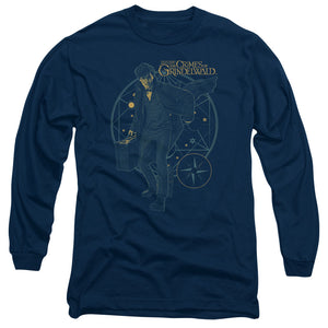 AN OFFCIALLY LICENSED FANTASTIC BEASTS 2 SUITCASE MEN'S LONG SLEEVE T-SHIRT NAVY