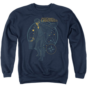 AN OFFCIALLY LICENSED FANTASTIC BEASTS 2 SUITCASE ADULT UNISEX CREWNECK SWEATSHIRT NAVY