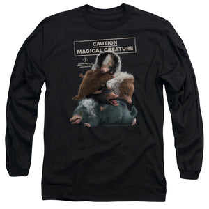 AN OFFCIALLY LICENSED FANTASTIC BEASTS 2 CUDDLE PUDDLE MEN'S LONG SLEEVE T-SHIRT BLACK