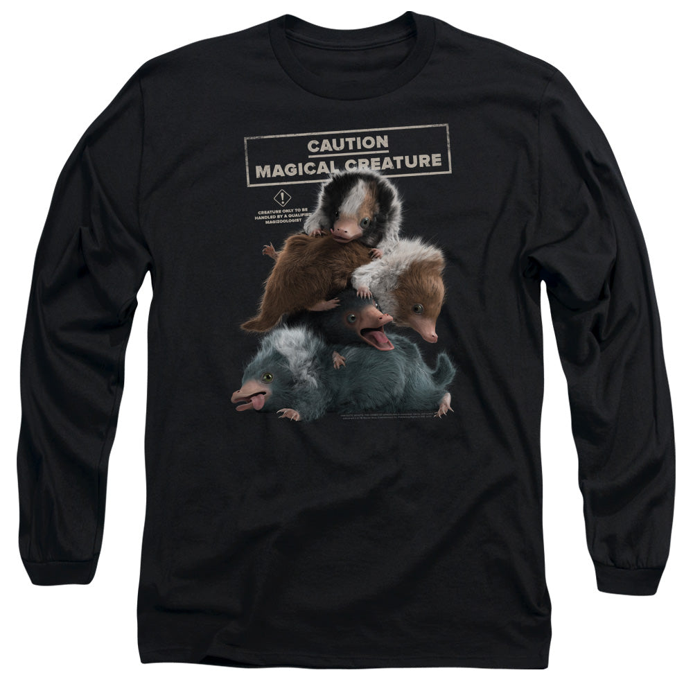 AN OFFCIALLY LICENSED FANTASTIC BEASTS 2 CUDDLE PUDDLE MEN'S LONG SLEEVE T-SHIRT BLACK