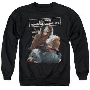 AN OFFCIALLY LICENSED FANTASTIC BEASTS 2 CUDDLE PUDDLE ADULT UNISEX CREWNECK SWEATSHIRT BLACK