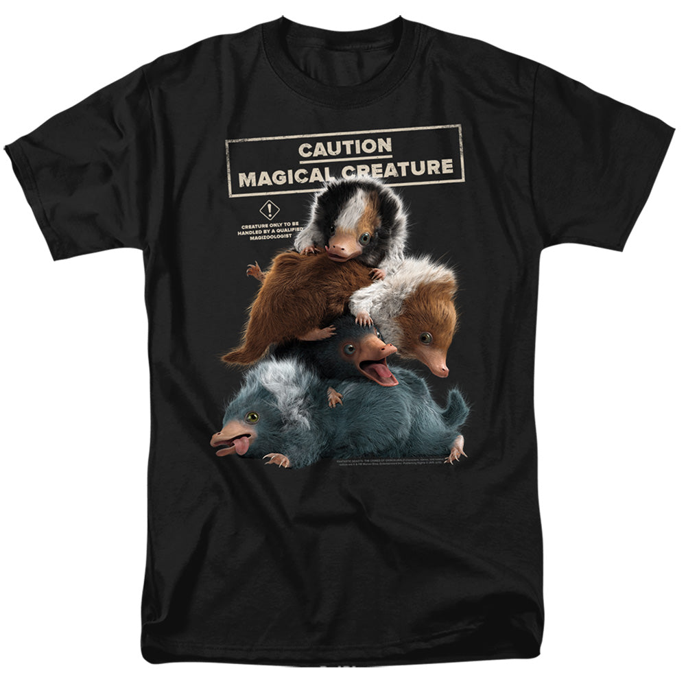 AN OFFCIALLY LICENSED FANTASTIC BEASTS 2 CUDDLE PUDDLE MEN'S REGULAR FIT T-SHIRT BLACK