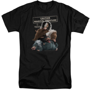 AN OFFCIALLY LICENSED FANTASTIC BEASTS 2 CUDDLE PUDDLE MEN'S TALL FIT T-SHIRT BLACK