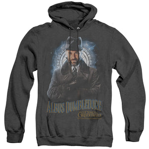 AN OFFCIALLY LICENSED FANTASTIC BEASTS 2 DUMBLEDORE ADULT UNISEX HEATHER PULLOVER HOODIE BLACK