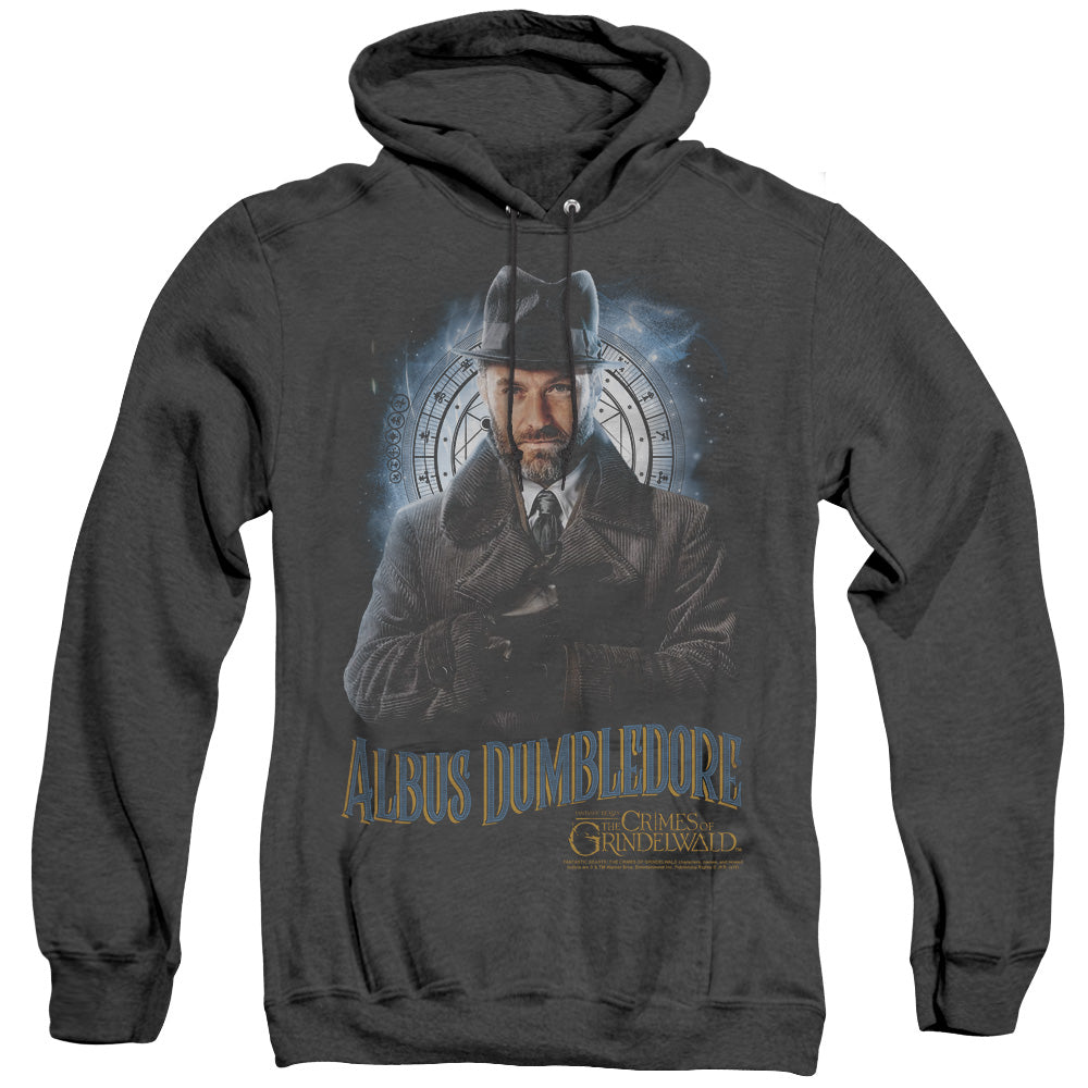 AN OFFCIALLY LICENSED FANTASTIC BEASTS 2 DUMBLEDORE ADULT UNISEX HEATHER PULLOVER HOODIE BLACK
