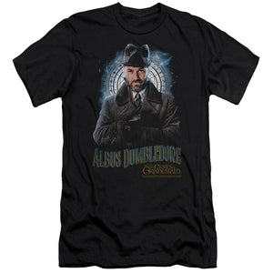 AN OFFCIALLY LICENSED FANTASTIC BEASTS 2 DUMBLEDORE MEN'S PREMIUM SLIM FIT T-SHIRT BLACK