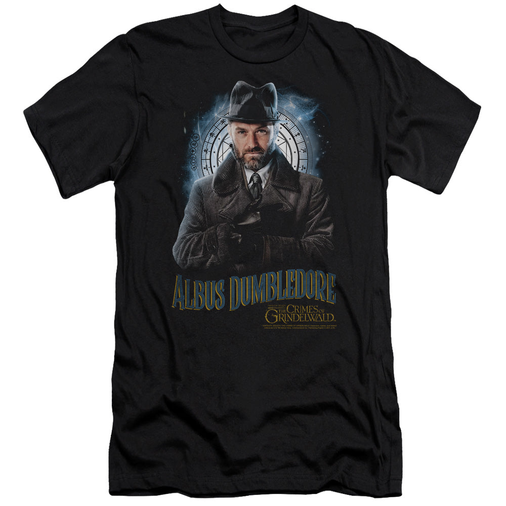 AN OFFCIALLY LICENSED FANTASTIC BEASTS 2 DUMBLEDORE MEN'S PREMIUM SLIM FIT T-SHIRT BLACK