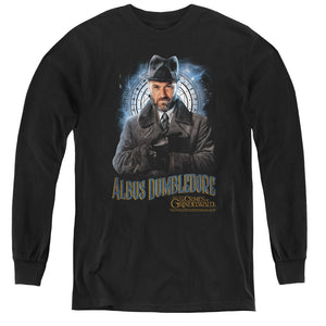 AN OFFCIALLY LICENSED FANTASTIC BEASTS 2 DUMBLEDORE YOUTH LONG SLEEVE T-SHIRT BLACK