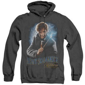 AN OFFCIALLY LICENSED FANTASTIC BEASTS 2 SCAMANDER MONOGRAM ADULT UNISEX HEATHER PULLOVER HOODIE BLACK