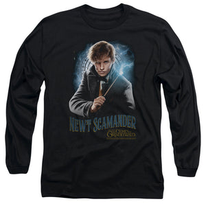 AN OFFCIALLY LICENSED FANTASTIC BEASTS 2 SCAMANDER MONOGRAM MEN'S LONG SLEEVE T-SHIRT BLACK