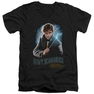 AN OFFCIALLY LICENSED FANTASTIC BEASTS 2 SCAMANDER MONOGRAM MEN'S V-NECK T-SHIRT BLACK
