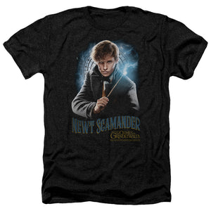 AN OFFCIALLY LICENSED FANTASTIC BEASTS 2 SCAMANDER MONOGRAM MEN'S HEATHER T-SHIRT CHARCOAL