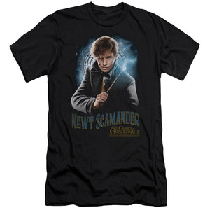 AN OFFCIALLY LICENSED FANTASTIC BEASTS 2 SCAMANDER MONOGRAM MEN'S PREMIUM SLIM FIT T-SHIRT BLACK
