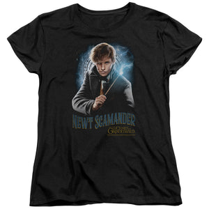 AN OFFCIALLY LICENSED FANTASTIC BEASTS 2 SCAMANDER MONOGRAM WOMEN'S REGULAR FIT T-SHIRT BLACK