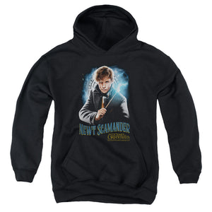 AN OFFCIALLY LICENSED FANTASTIC BEASTS 2 SCAMANDER MONOGRAM YOUTH HOODIE BLACK