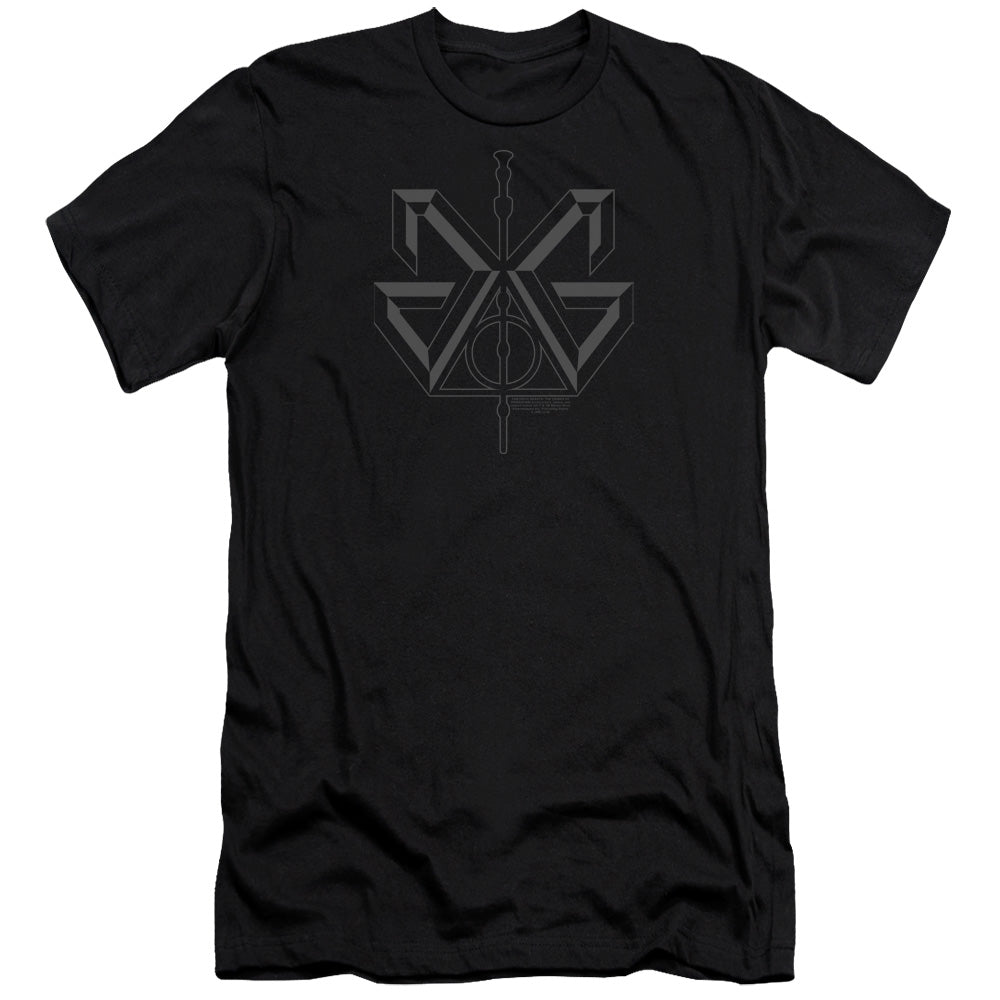 AN OFFCIALLY LICENSED FANTASTIC BEASTS 2 GRINDELWALD SIGIL MEN'S PREMIUM SLIM FIT T-SHIRT BLACK