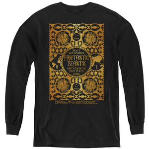 AN OFFCIALLY LICENSED FANTASTIC BEASTS THE SECRETS OF DUMBLEDORE FANTASTIC BEASTS COVER YOUTH LONG SLEEVE T-SHIRT BLACK