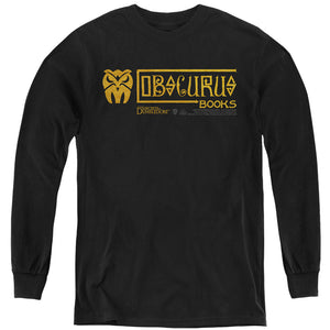 AN OFFCIALLY LICENSED FANTASTIC BEASTS THE SECRETS OF DUMBLEDORE OBSCURUS BOOKS LOGO YOUTH LONG SLEEVE T-SHIRT BLACK
