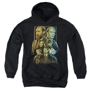 AN OFFCIALLY LICENSED FANTASTIC BEASTS THE SECRETS OF DUMBLEDORE CHARACTER PORTRAITS YOUTH HOODIE BLACK