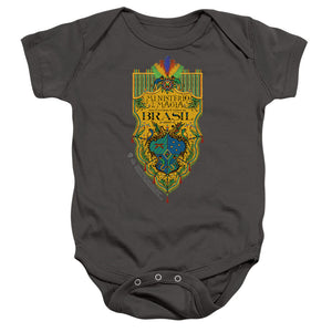 AN OFFCIALLY LICENSED FANTASTIC BEASTS THE SECRETS OF DUMBLEDORE BRAZIL MINISTRY FLAG BABY BODYSUIT CHARCOAL