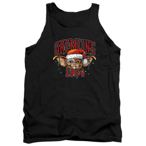 AN OFFCIALLY LICENSED GREMLINS VARSITY CHRISTMAS ADULT UNISEX TANK TOP BLACK