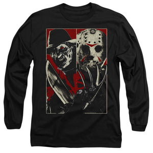 AN OFFCIALLY LICENSED FREDDY VS JASON VS MEN'S LONG SLEEVE T-SHIRT BLACK