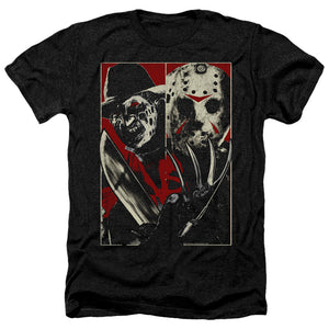 AN OFFCIALLY LICENSED FREDDY VS JASON VS MEN'S HEATHER T-SHIRT CHARCOAL