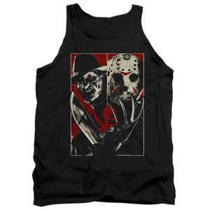 AN OFFCIALLY LICENSED FREDDY VS JASON VS ADULT UNISEX TANK TOP BLACK
