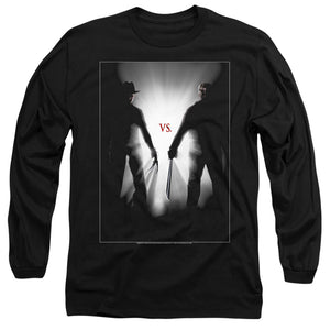 AN OFFCIALLY LICENSED FREDDY VS JASON SILHOUETTES MEN'S LONG SLEEVE T-SHIRT BLACK