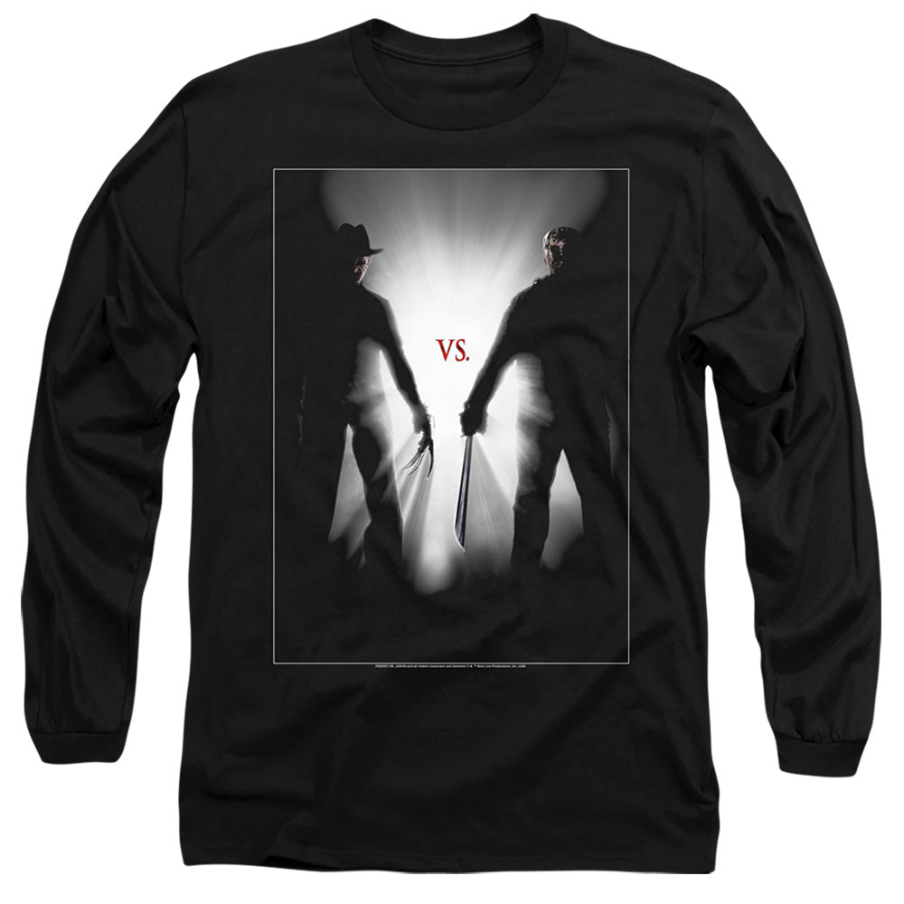 AN OFFCIALLY LICENSED FREDDY VS JASON SILHOUETTES MEN'S LONG SLEEVE T-SHIRT BLACK