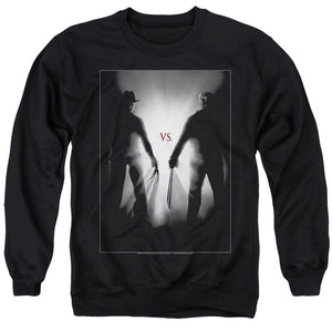 AN OFFCIALLY LICENSED FREDDY VS JASON SILHOUETTES ADULT UNISEX CREWNECK SWEATSHIRT BLACK