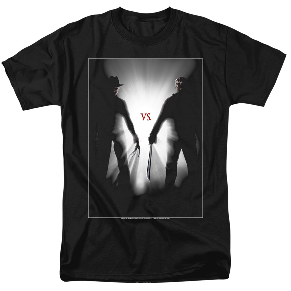 AN OFFCIALLY LICENSED FREDDY VS JASON SILHOUETTES MEN'S REGULAR FIT T-SHIRT BLACK