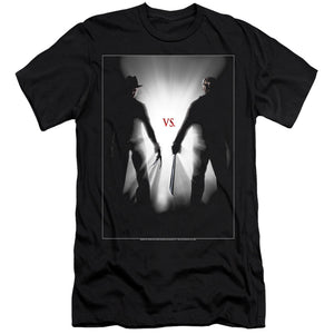 AN OFFCIALLY LICENSED FREDDY VS JASON SILHOUETTES MEN'S PREMIUM SLIM FIT T-SHIRT BLACK