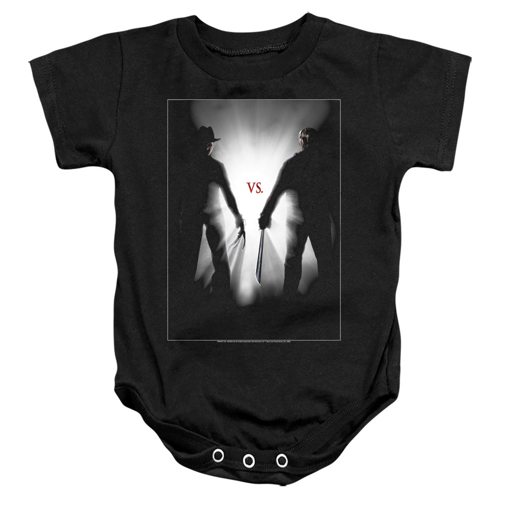 AN OFFCIALLY LICENSED FREDDY VS JASON SILHOUETTES BABY BODYSUIT BLACK