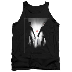AN OFFCIALLY LICENSED FREDDY VS JASON SILHOUETTES ADULT UNISEX TANK TOP BLACK