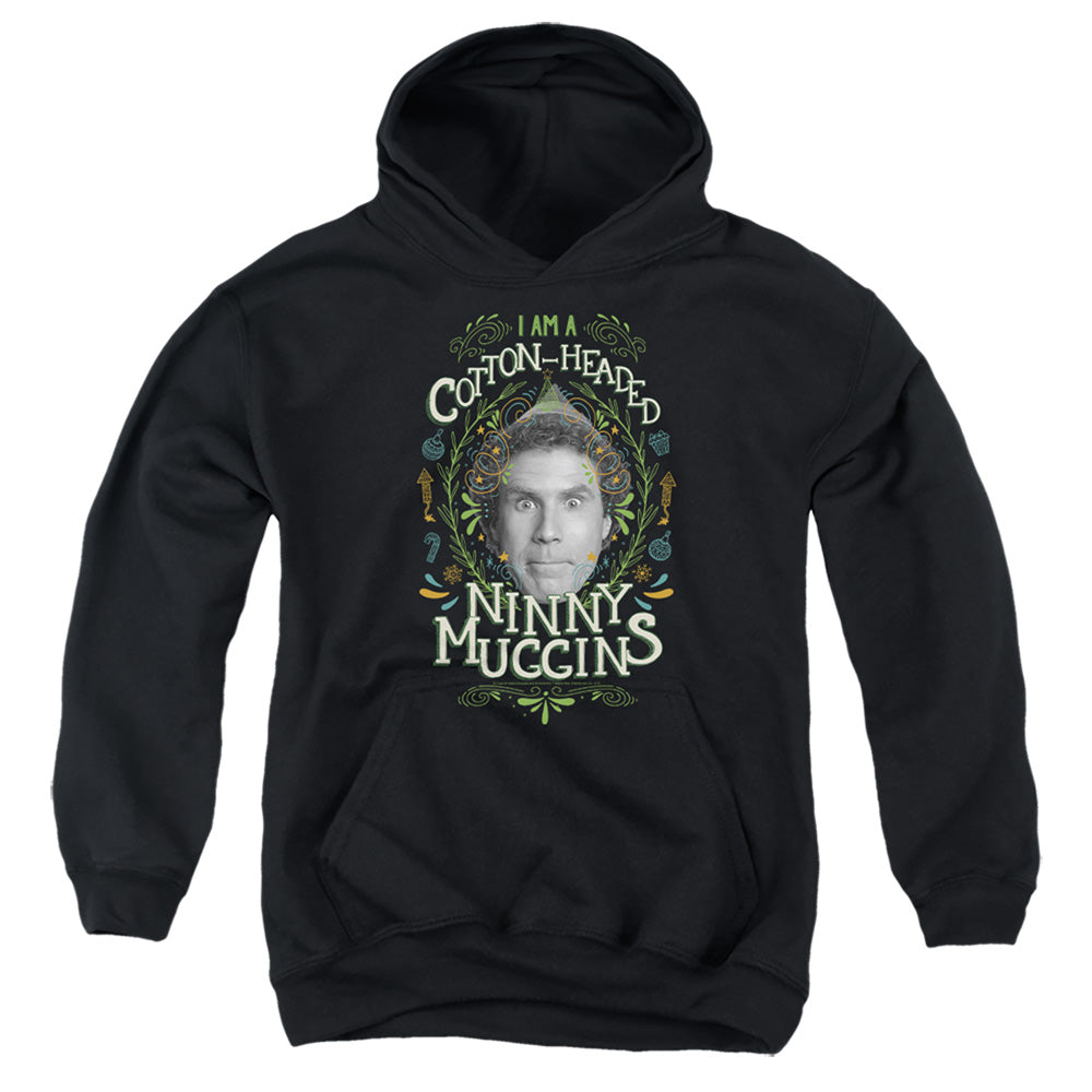 AN OFFCIALLY LICENSED ELF COTTON HEADED NINNY MUGGINS YOUTH HOODIE BLACK