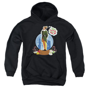 AN OFFCIALLY LICENSED ELF DOES SOMEBODY NEED A HUG? YOUTH HOODIE BLACK