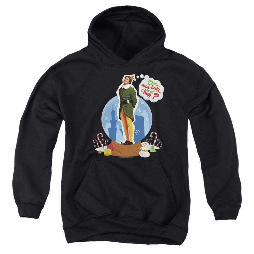 AN OFFCIALLY LICENSED ELF DOES SOMEBODY NEED A HUG? YOUTH HOODIE BLACK