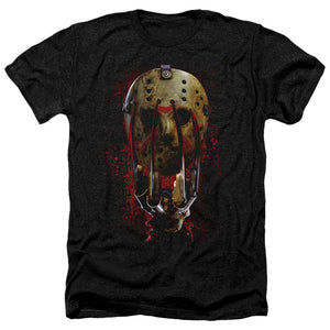 AN OFFCIALLY LICENSED FREDDY VS JASON MASK AND CLAWS MEN'S HEATHER T-SHIRT CHARCOAL