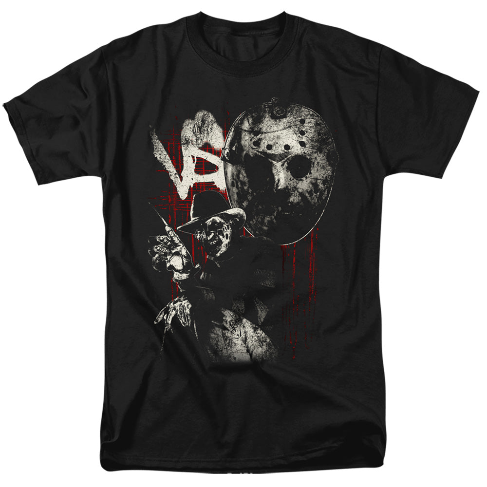 AN OFFCIALLY LICENSED FREDDY VS JASON SCRATCHES MEN'S REGULAR FIT T-SHIRT BLACK