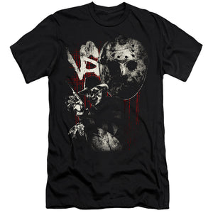 AN OFFCIALLY LICENSED FREDDY VS JASON SCRATCHES MEN'S PREMIUM SLIM FIT T-SHIRT BLACK