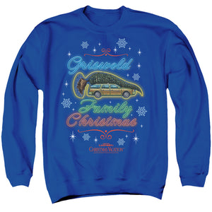 AN OFFCIALLY LICENSED CHRISTMAS VACATION NEON GRISWALD ADULT UNISEX CREWNECK SWEATSHIRT ROYAL