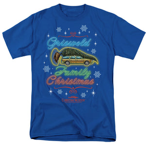 AN OFFCIALLY LICENSED CHRISTMAS VACATION NEON GRISWALD MEN'S REGULAR FIT T-SHIRT ROYAL